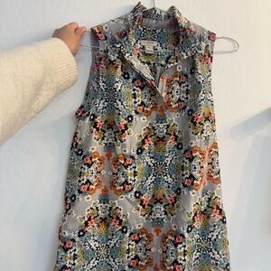 J. Crew Multicolor Floral Sleeveless Blouse